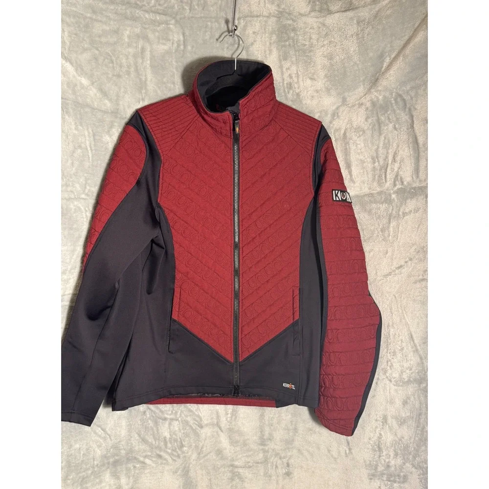 Kerrits Womens Red Black Quilted Horseshoe Equestrian Full Zip Jacket Large